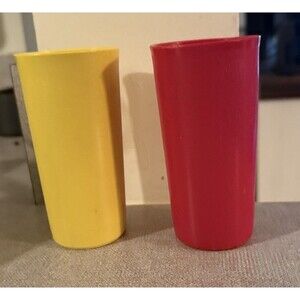Set Of 2 Vintage Tupperware Juice Cups Yellow Red USA